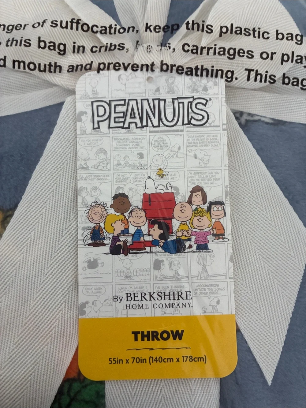 NWT-BERKSHIRE- Peanuts- Snoopy & Friends- Blue Fall VelvetSoft Blanket 55x70